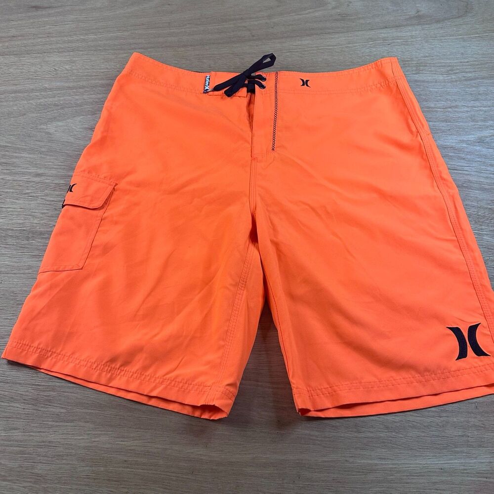 Hurley Phantom Board Shorts Men’s 36 Orange Swim Trunks Surf Beach Cargo Pocket